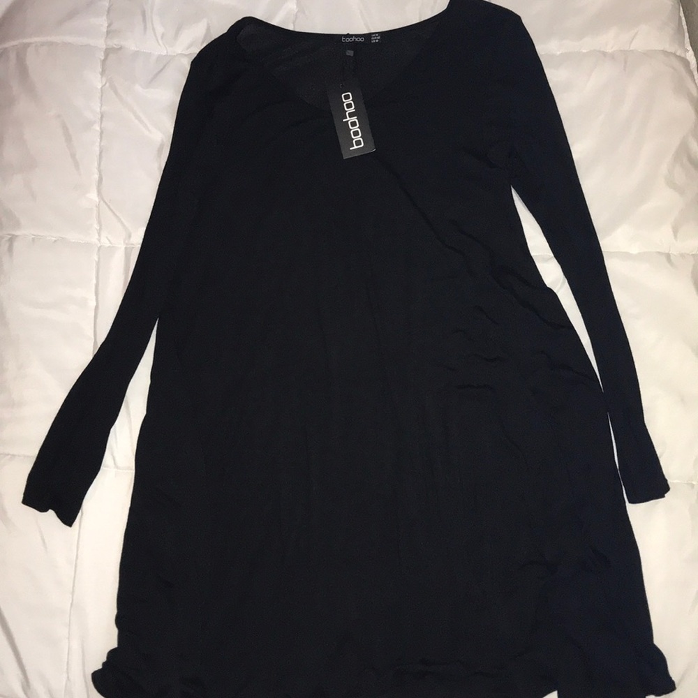 Boohoo Black Long Sleeve Swing Dress